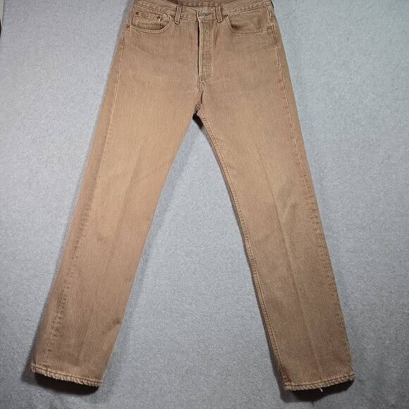 Levis 501 Vintage 90s USA Straight Leg Jeans 33x32 Brown Rare Wash 1994 - Picture 1 of 15
